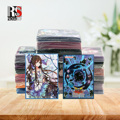 Holographic Yugioh MTG Trading Card Sleeves Flat Pocket Bag Logo yang Disesuaikan