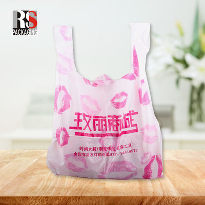 T-Shirt Daur Ulang Patch Handle Kantong Plastik Untuk Grocery Shopping Warna Disesuaikan