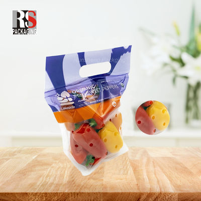 CPP OPP Polyethylene Micro Perforated Zip Lock Plastik Bag Untuk Sayuran Merah