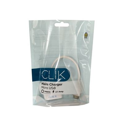 Wire Line Packaging Clear Stand Up Zipper Bag Moisture Proof Untuk Pengemasan Kabel USB