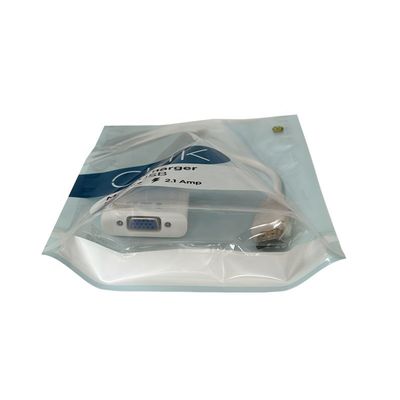Wire Line Packaging Clear Stand Up Zipper Bag Moisture Proof Untuk Pengemasan Kabel USB