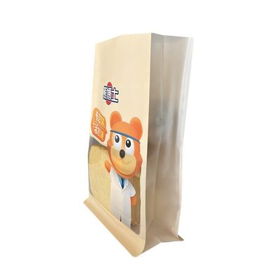 Sisi Gusseted Flat Bottom Food Packaging Bag Untuk Powder Snack Kue Kacang-kacangan Cereal Rempah-rempah