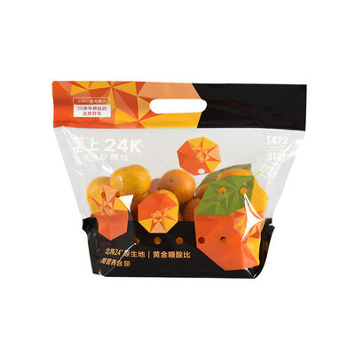 Desain Custom Food Grade Plastik anti kabut kantong transparan Sayuran segar Buah penyimpanan bungkus tas dengan pegangan ritsleting