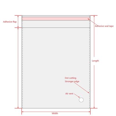 Kemasan T-shirt yang disesuaikan Kantong plastik Opp transparan dengan perekat diri