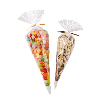 Cello Cellophane Candy Cone Bag Bentuk Khusus Popcorn Bag Segitiga Plastik Clear Pastry Bag