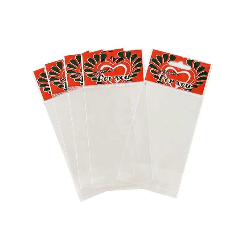 Hang Top Clear Resealeable Cello Opp Header Bag Untuk Hadiah Perhiasan Ukuran Disesuaikan
