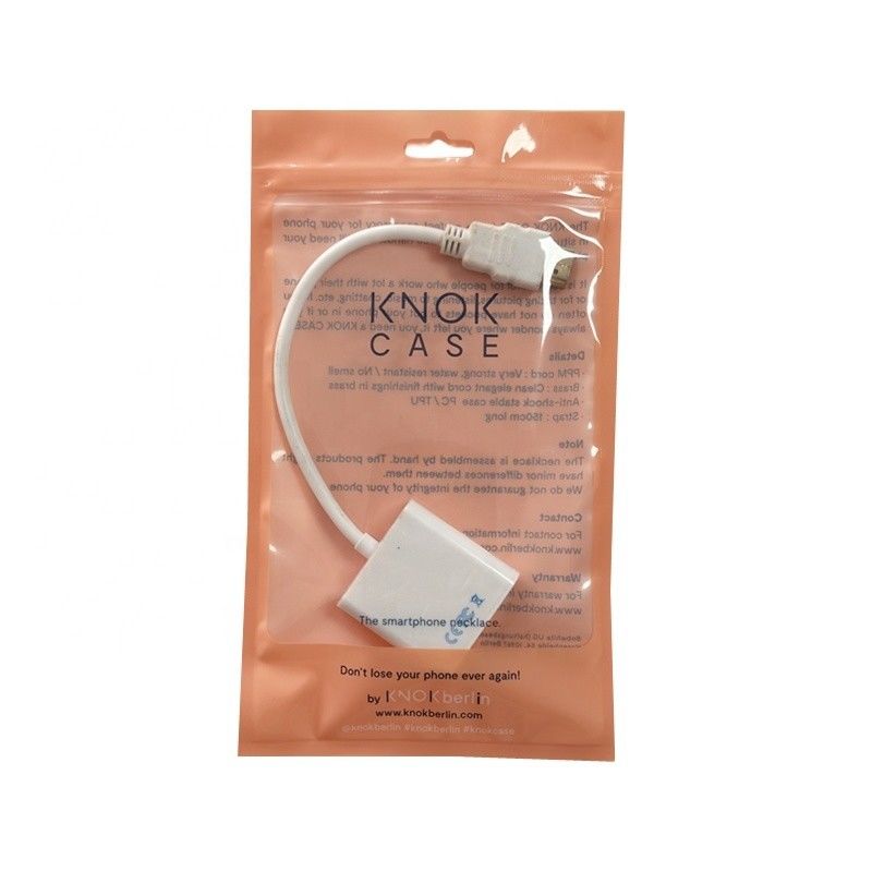 Wire Line Packaging Clear Stand Up Zipper Bag Moisture Proof Untuk Pengemasan Kabel USB