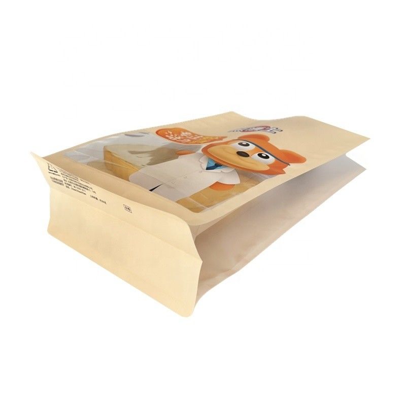 Sisi Gusseted Flat Bottom Food Packaging Bag Untuk Powder Snack Kue Kacang-kacangan Cereal Rempah-rempah