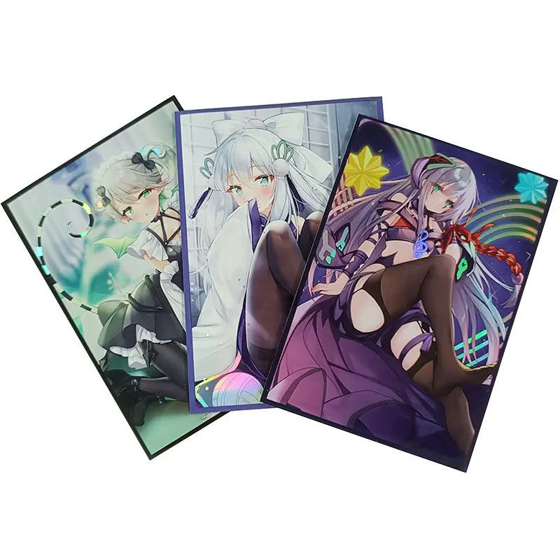 Seni Pencetakan Holo yang Disesuaikan Yugioh MTG TCG Hologram Anime Custom Trading Board Game Card Sleeves
