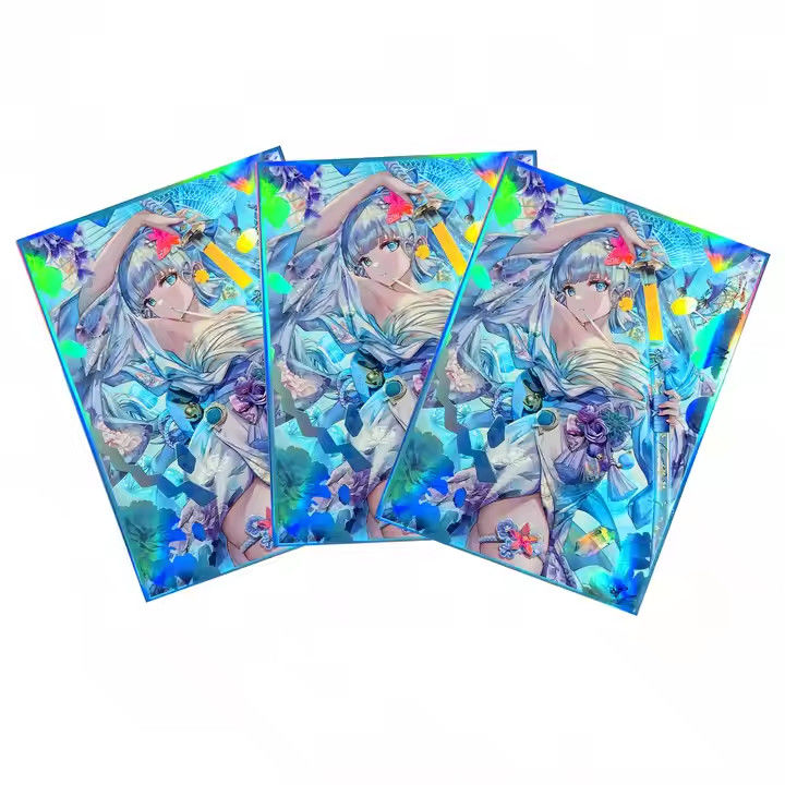 Custom 60ct Holographic Standard Size Card Untuk MTG / TCG / PTCG Art Anime Printing Card Sleeves